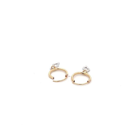 18K Gold Earrings Hoops Two Tone - Picture 6 of 9
